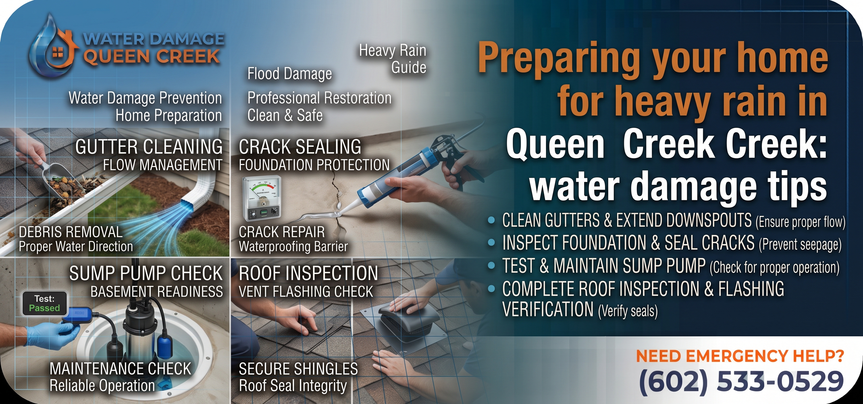 Preparing your home for heavy rain in Queen Creek water damage tips