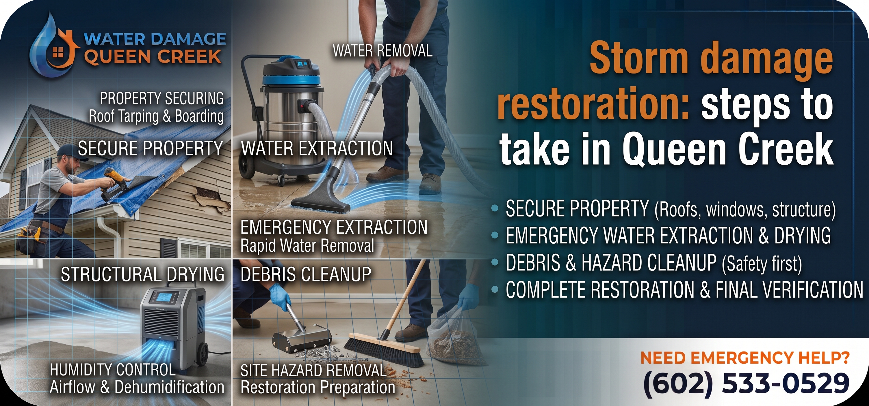 Storm damage restoration steps to take in Queen Creek